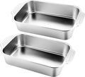 Stainless Steel Deep Baking Pans 2 Pack 9 x 13 x 3.35 in - Durable Set