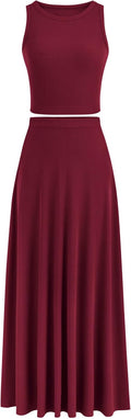 PRETTYGARDEN Women's 2 Piece Maxi Skirt Set - Comfortable (Style 6XNL)