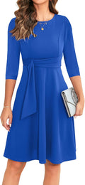 OWIN Womens Elegant Ruffle Sleeve A-Line Cocktail Dress - Flattering