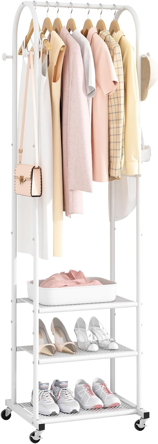 Heavy Duty Clothing Rack with Wheels for Small Spaces