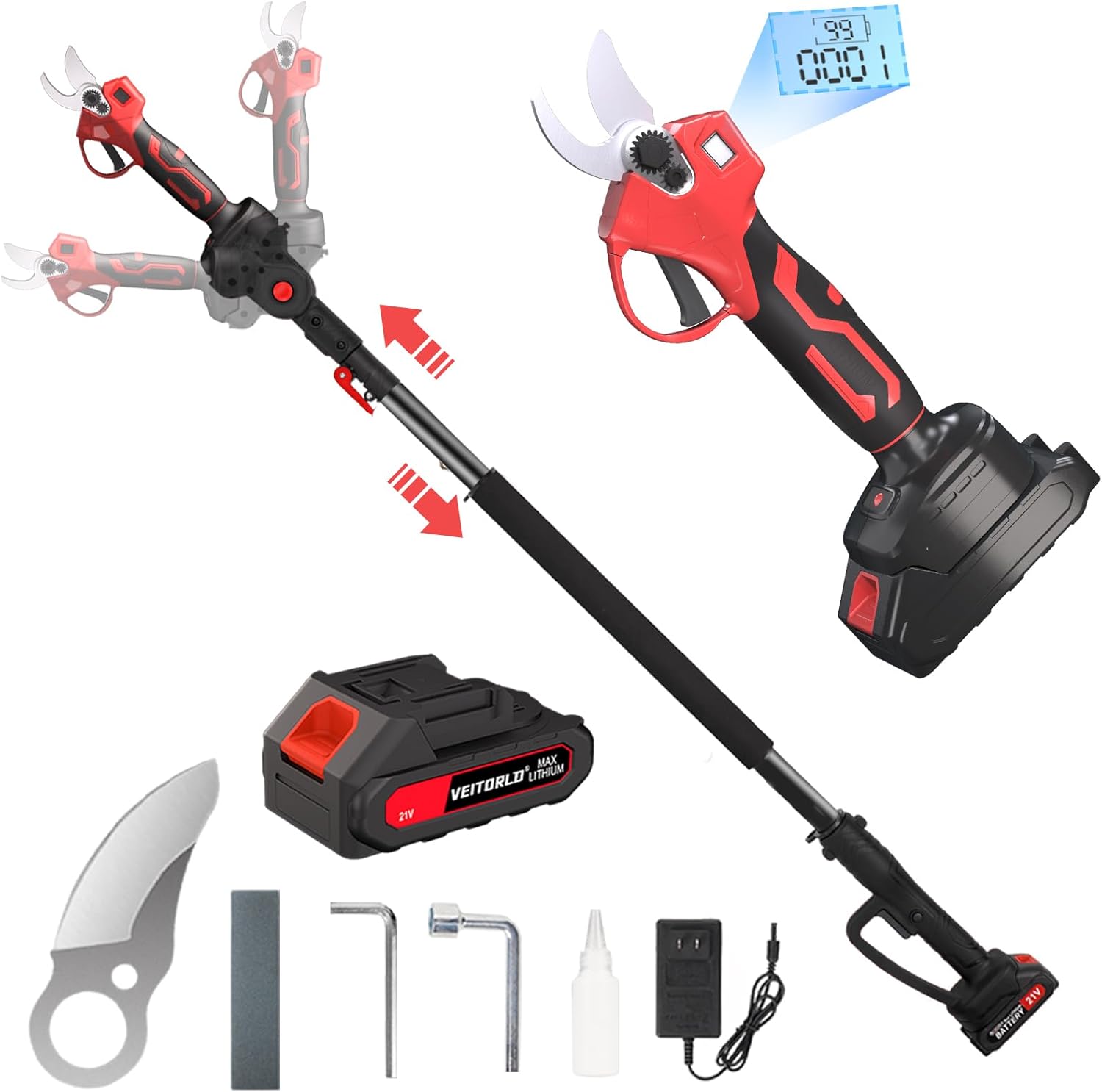 2-IN-1 Cordless Electric Pole Pruning Shears for Efficient Trimming