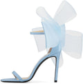 Coutgo Womens Bow Heels Open Toe Stiletto - Asymmetric Bow Detail