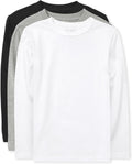 Boys Basic Long Sleeve Tee Pack of 3 - Soft Cotton Layering