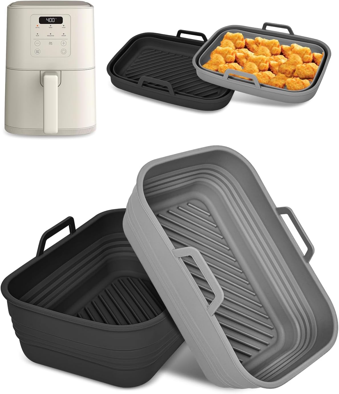 Reusable Silicone Liners for Bella 4Qt Air Fryer: Non-Stick & Collapsible