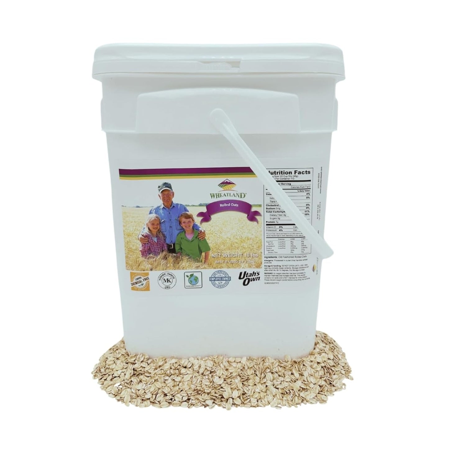 Rolled Oats 10 lb Bucket - Chemical Free Non-GMO Emergency Food