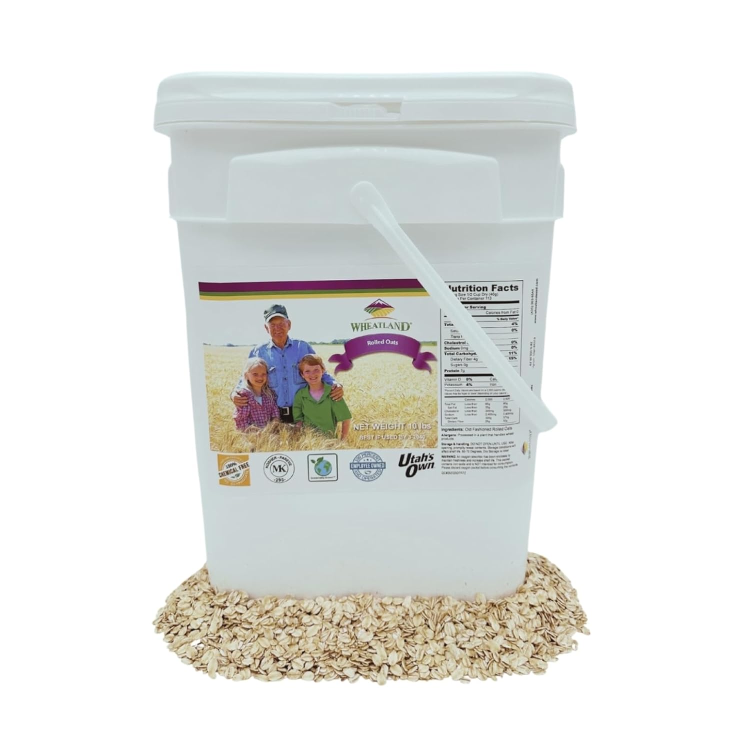 Rolled Oats 10 lb Bucket - Chemical Free Non-GMO Emergency Food