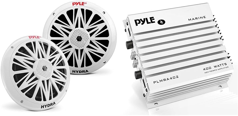 Pyle 8 Inch Dual Marine Speakers and 400 Watt Waterproof Amplifier