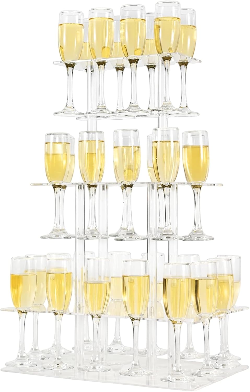 Champagne Tower Display Rack with 32 Slots for Celebrations