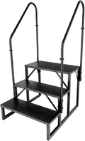RV Step 3 Step Ladder with Handrails - Heavy Duty Anti-Slip Steps