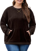 OLRIK Women Plus Size Corduroy Oversized Crewneck Sweatshirt - Cozy