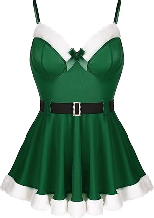 RSLOVE Christmas Lingerie for Women - Sexy Santa Babydoll Set