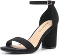 Heeled Sandals Chunky Block Heel Open Toe Ankle Strap (Style 6B8Y)
