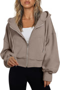 Trendy Queen Hoodies for Women Full Zip Cropped Sweatshirt