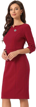 Allegra K Vintage Bodycon Sheath Dress 3/4 Sleeve - Polished Workwear