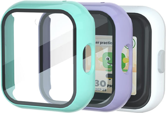 Kid's Watch Screen Protector 2 Pack - Protective Hard PC & Tempered Glass - Cyan & Purple
