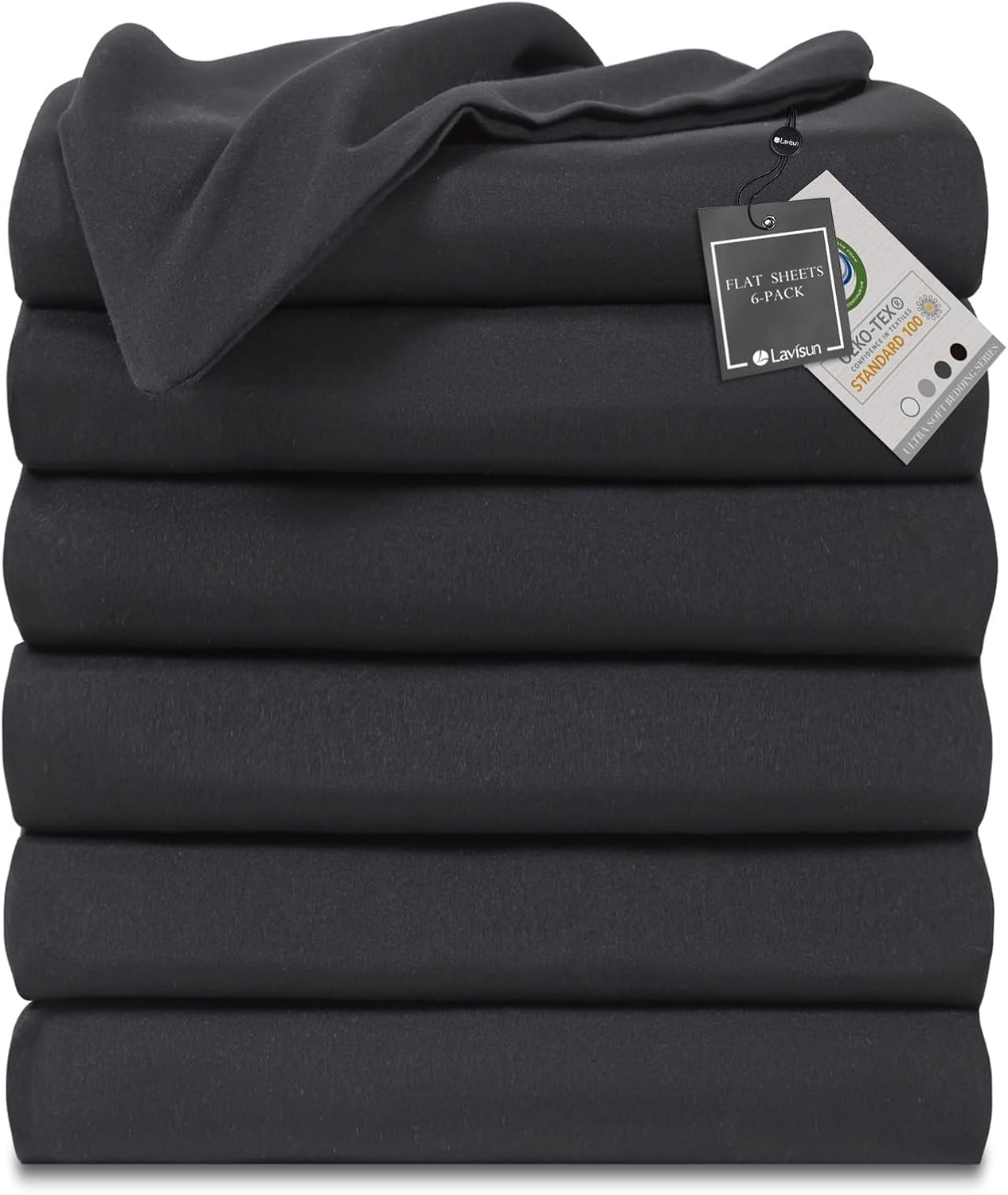 Lavisun Twin Flat Sheets 6 Pack Soft Microfiber Bedding Set