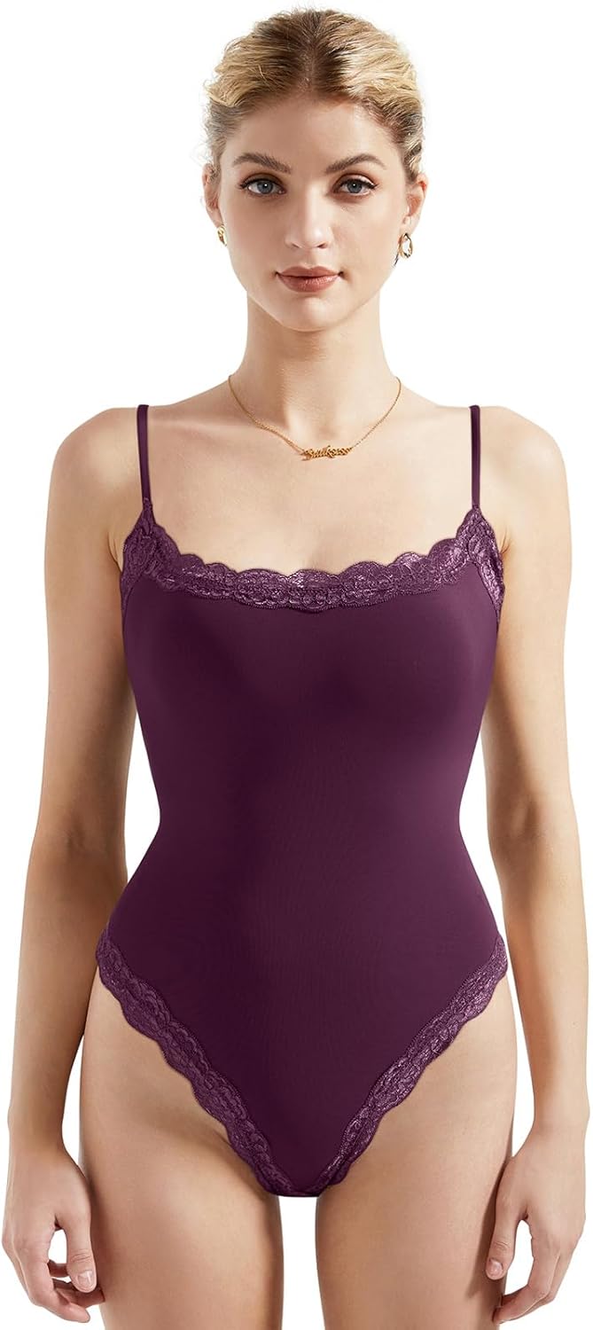 SUUKSESS Women Square Neck Lace Bodysuit for Stylish Outfits
