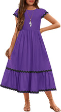 Girls Summer Maxi Dress with Pockets and Tiered Hem - Flowing Fit
