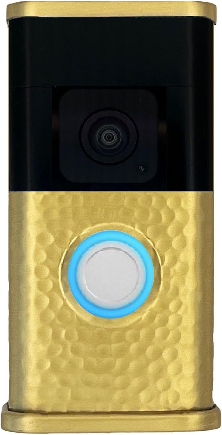 Brass Hammered Video Doorbell Cover for Ring - Stylish Protection