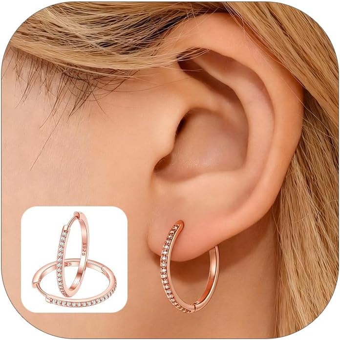 Sterling Silver Hoop Earrings for Women - Dainty Huggie Style