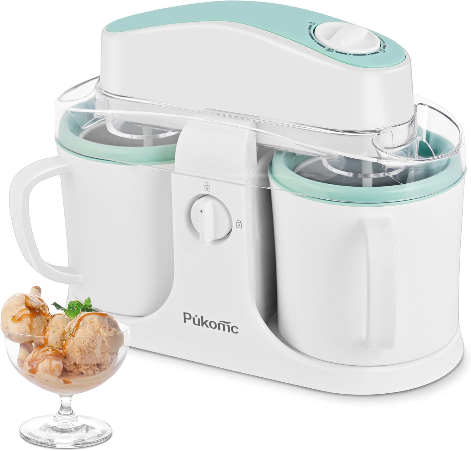 Pukomc Ice Cream Maker Machine for Home Use with Two Bowls