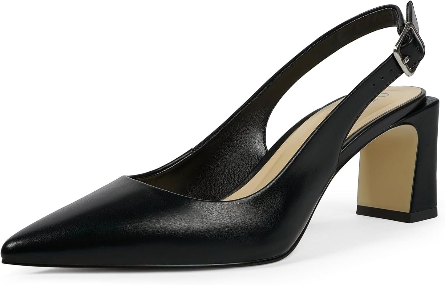 Womens Pumps Pointed Closed Toe Chunky Heel Slingback Heels