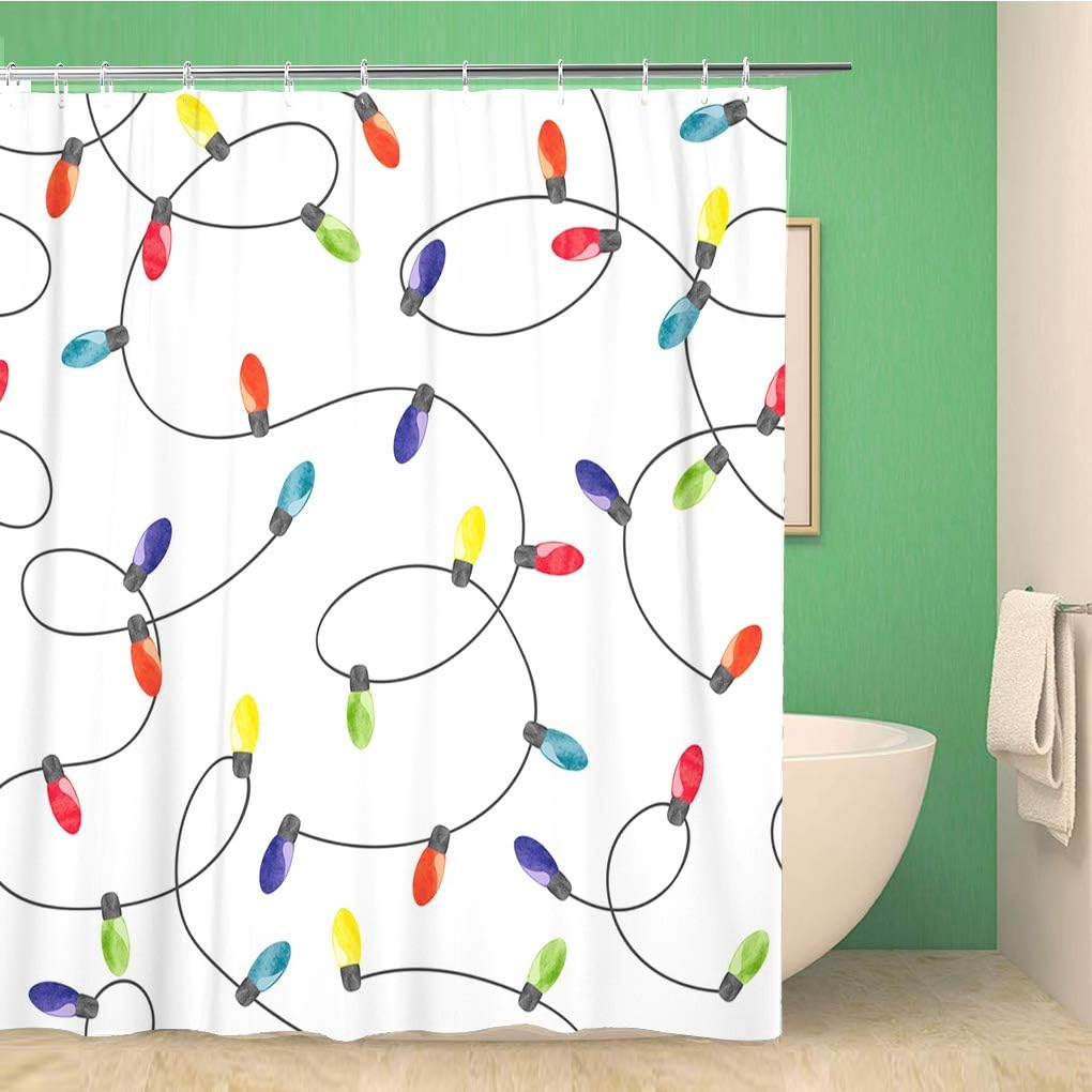 Colorful Christmas Lights Shower Curtain Set