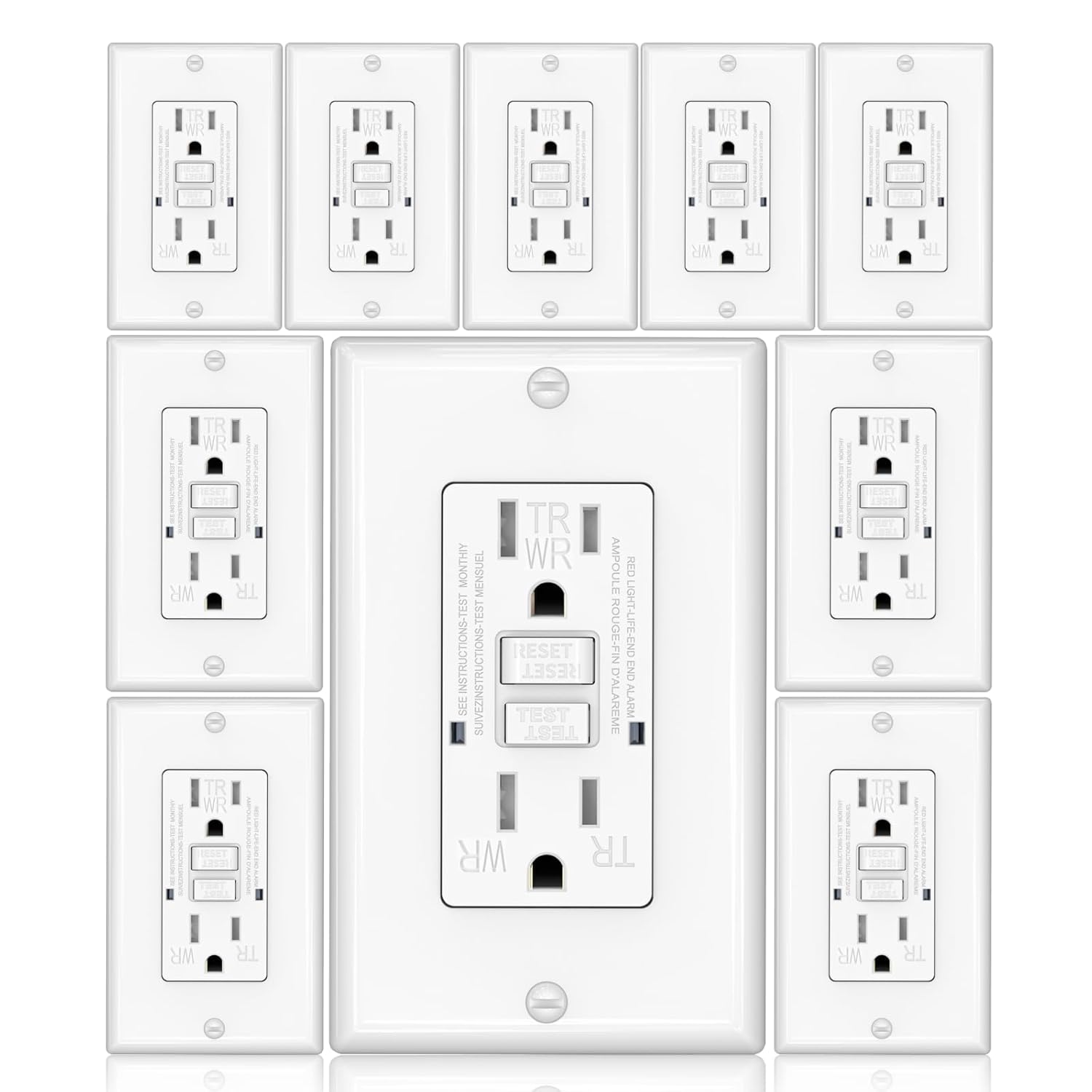GFCI Outlet 10 Pack - Weather Resistant & Tamper Proof Design