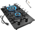 2 Burner Gas Stove Propane Cooktop 12in Tempered Glass - Compact