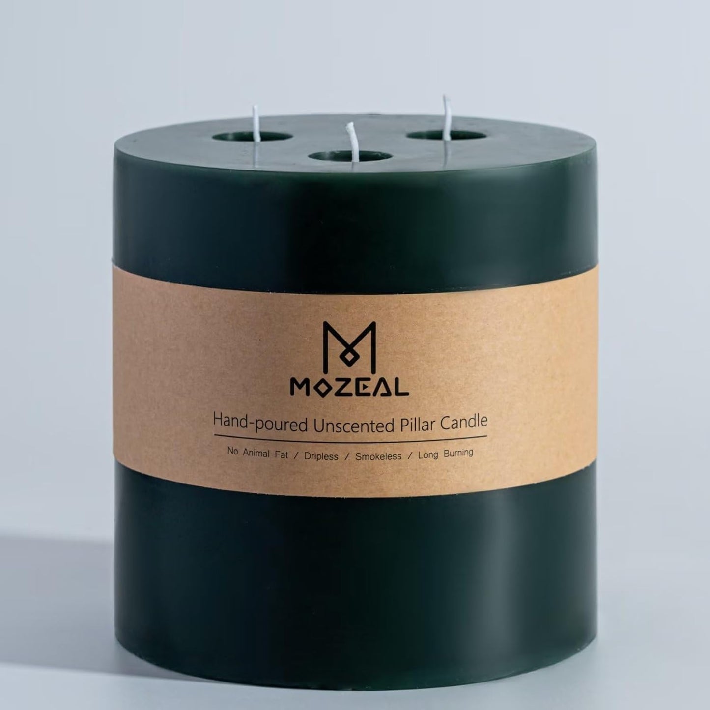 MOZEAL Extra Large Dark Green Pillar Candle for Home Decor