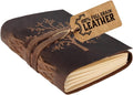 Leather Journal Lined Notebook - Embossed Tree of Life 8 x 6 in