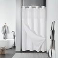 Stall White Waffle Weave Shower Curtain with Snap-In Liner - Ringless