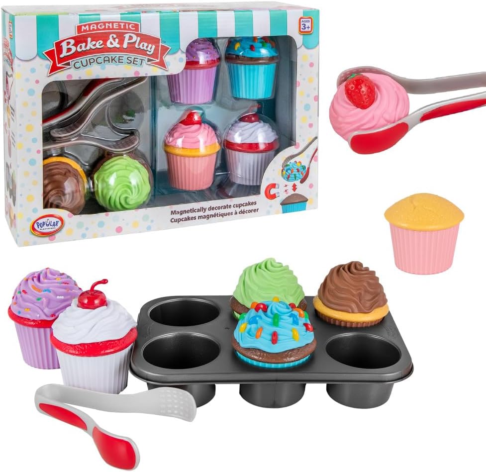 Magnetic Bake & Play Cupcake Toy Set for Toddlers, 20 Pieces