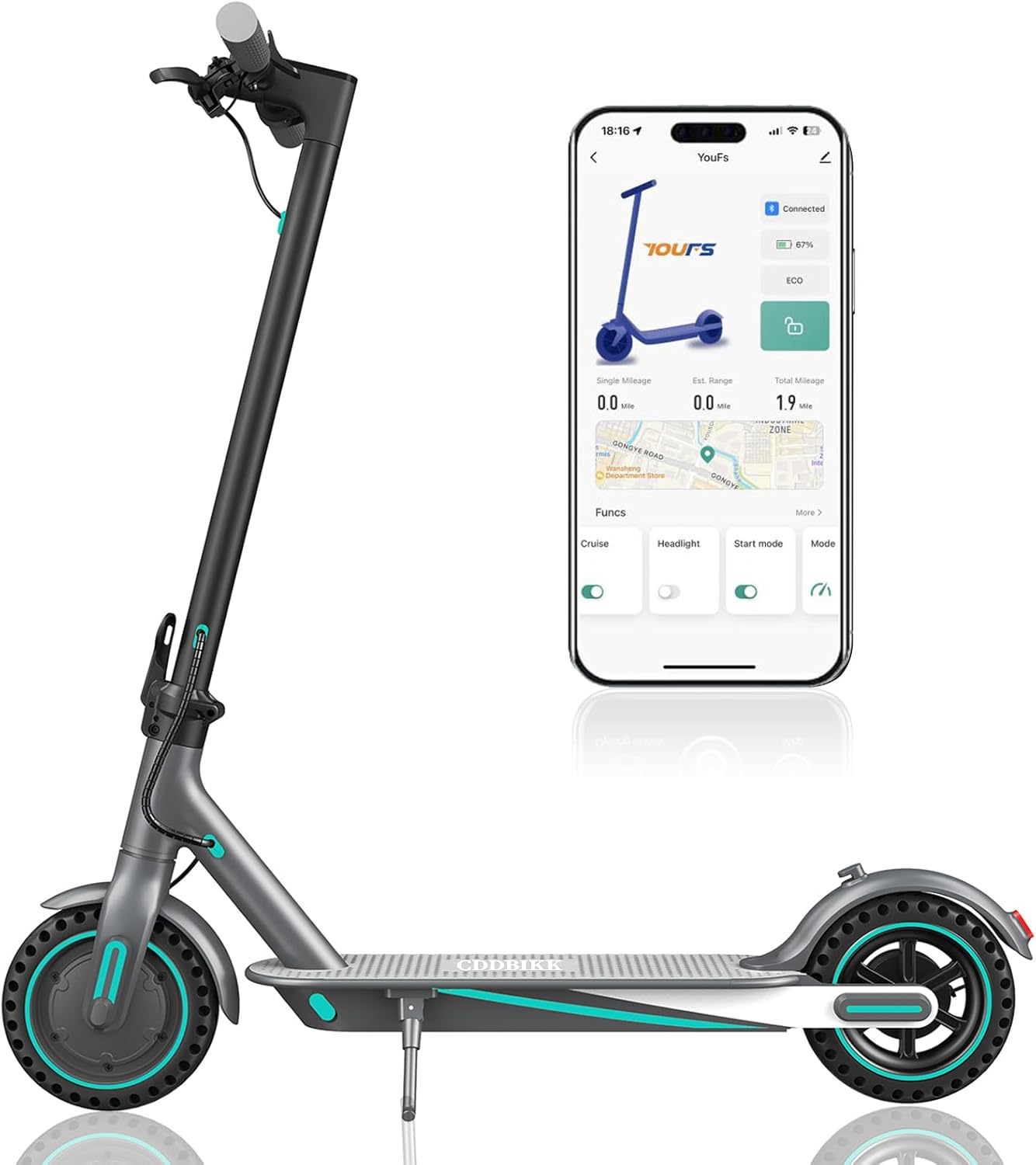 Electric Scooter for Adults with 21 MPH Speed and 19 Miles Range