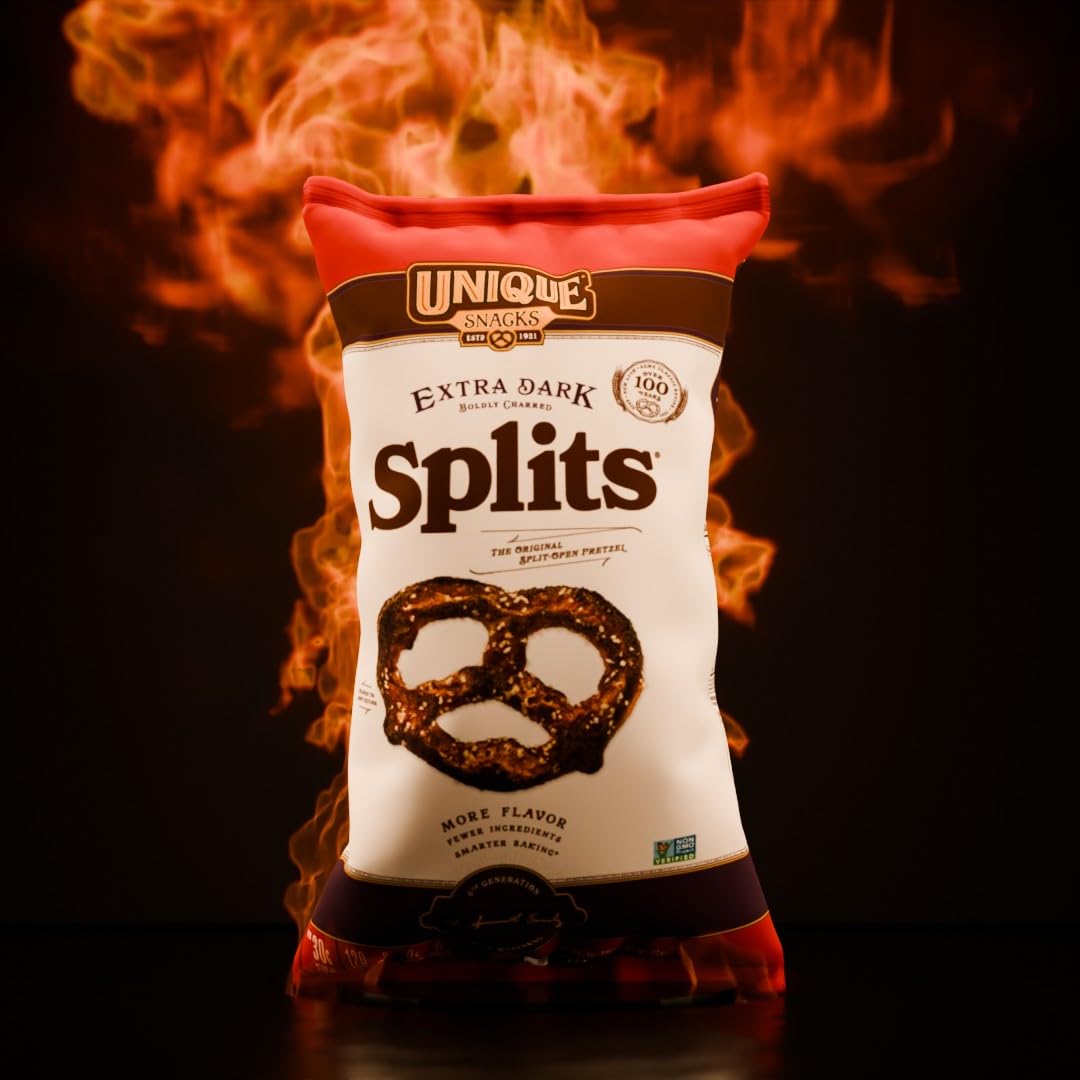 Unique Snacks Extra Dark Splits Pretzels - Bold Flavor Treat