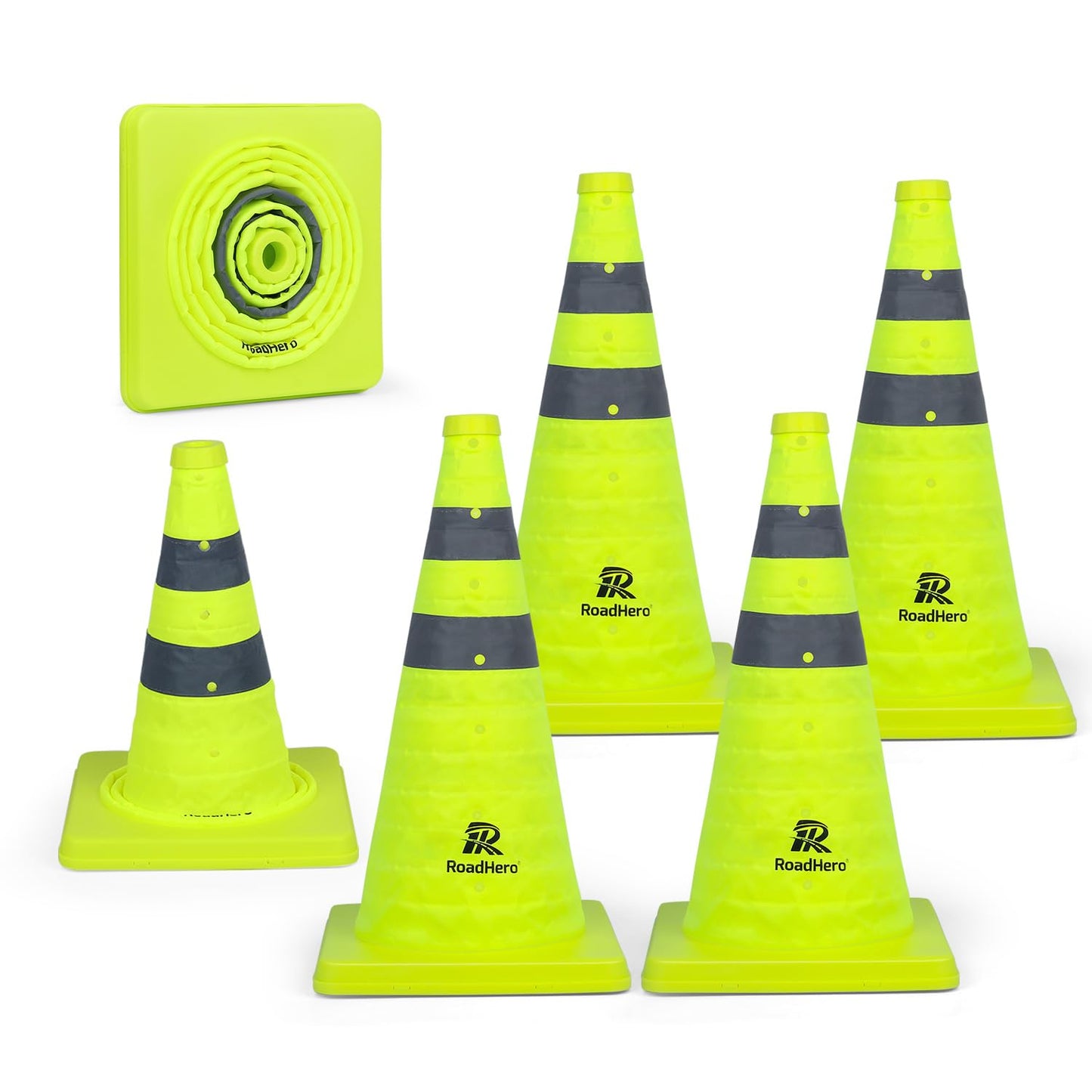 RoadHero 18 Inch Collapsible Traffic Safety Cones for Road Use
