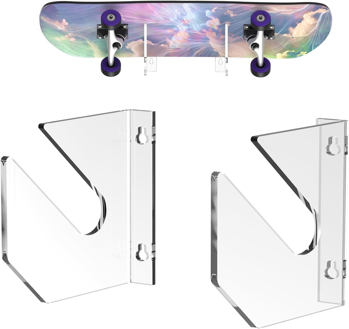 Transparent Skateboard Wall Mount - Space-Saving Skateboard Holder