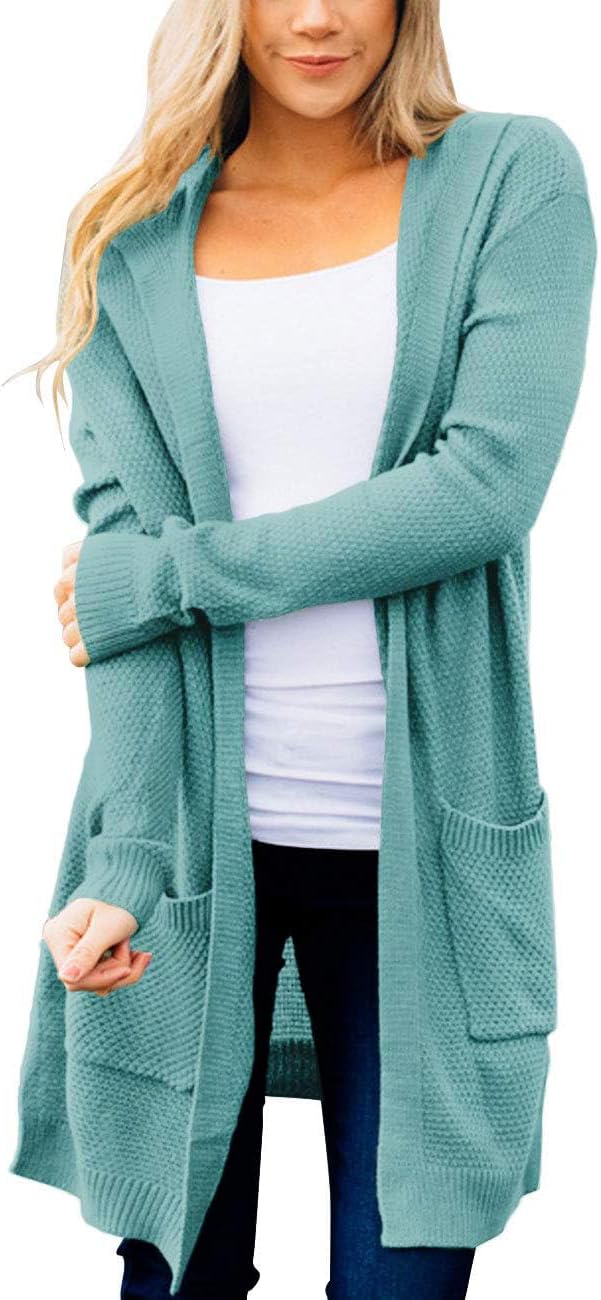 MEROKEETY Long Cardigans for Women - Cozy Hooded Sweaters