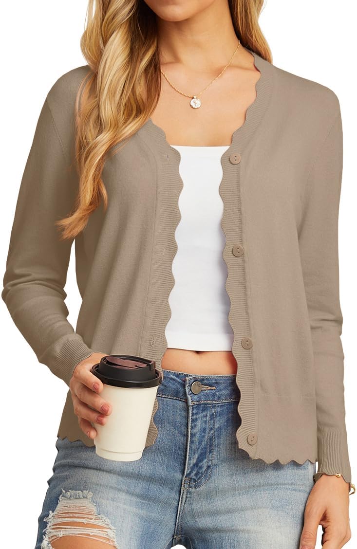 GRECERELLE Women's Long Sleeve V-Neck Cardigan for All Occasions