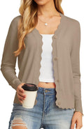 GRECERELLE Women's V-Neck Button Down Cardigan - Lightweight Fit