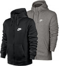 Nike Men's Full Zip Fleece Hoodie Black/White XL - Slim Fit