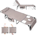 Tanning Chair with Face Hole Folding Chaise Lounge - Lay Flat Comfort