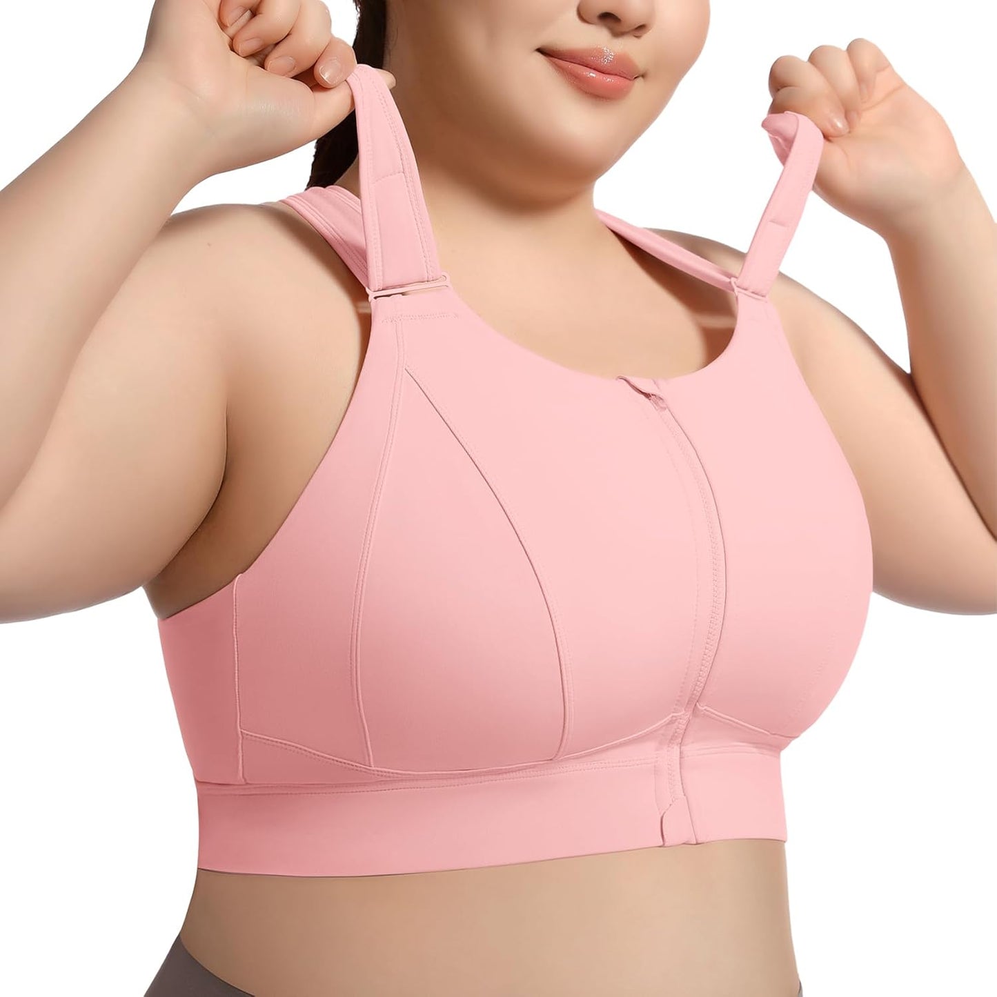 High Impact Sports Bras for Women Adjustable Zip Front Support