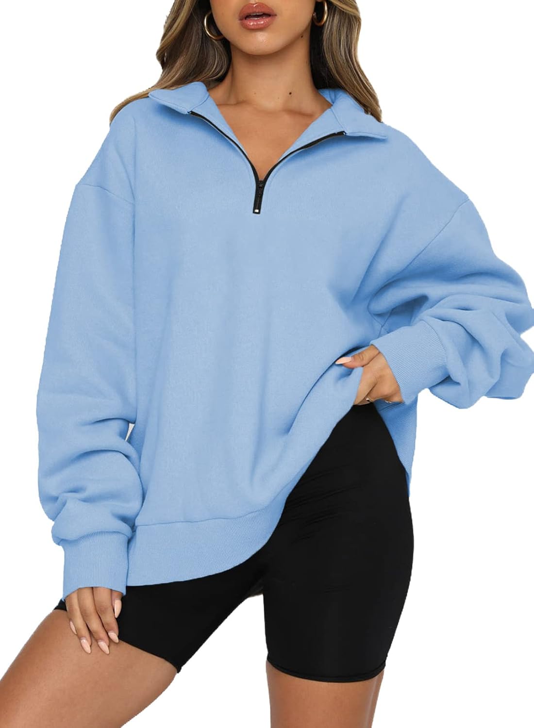 BLENCOT Women's Half Zip Quilted Sweatshirts for Fall Fashion
