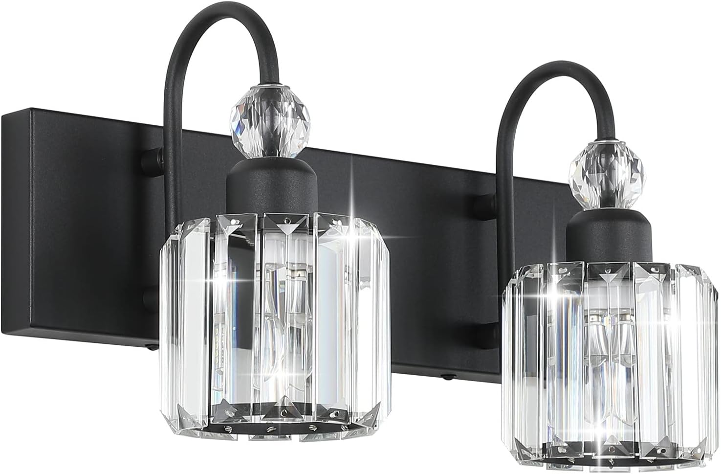 Ralbay Modern Vanity Lights - Elegant 2-Light Black Crystal Fixtures
