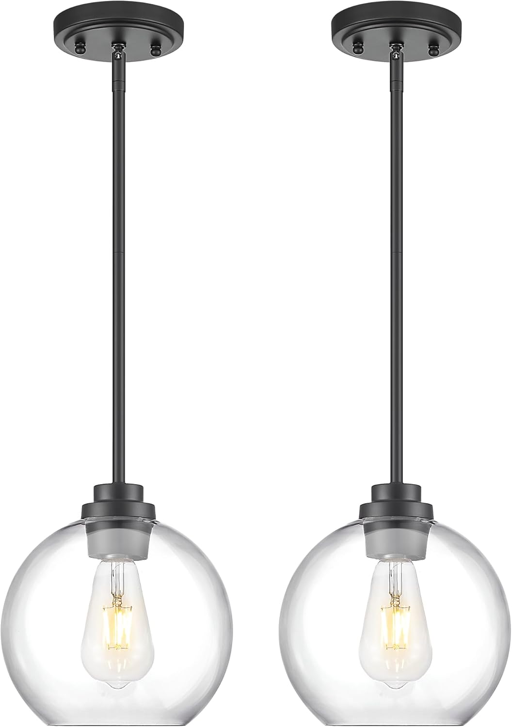 Modern 8in Black Pendant Lights for Kitchen Island & More