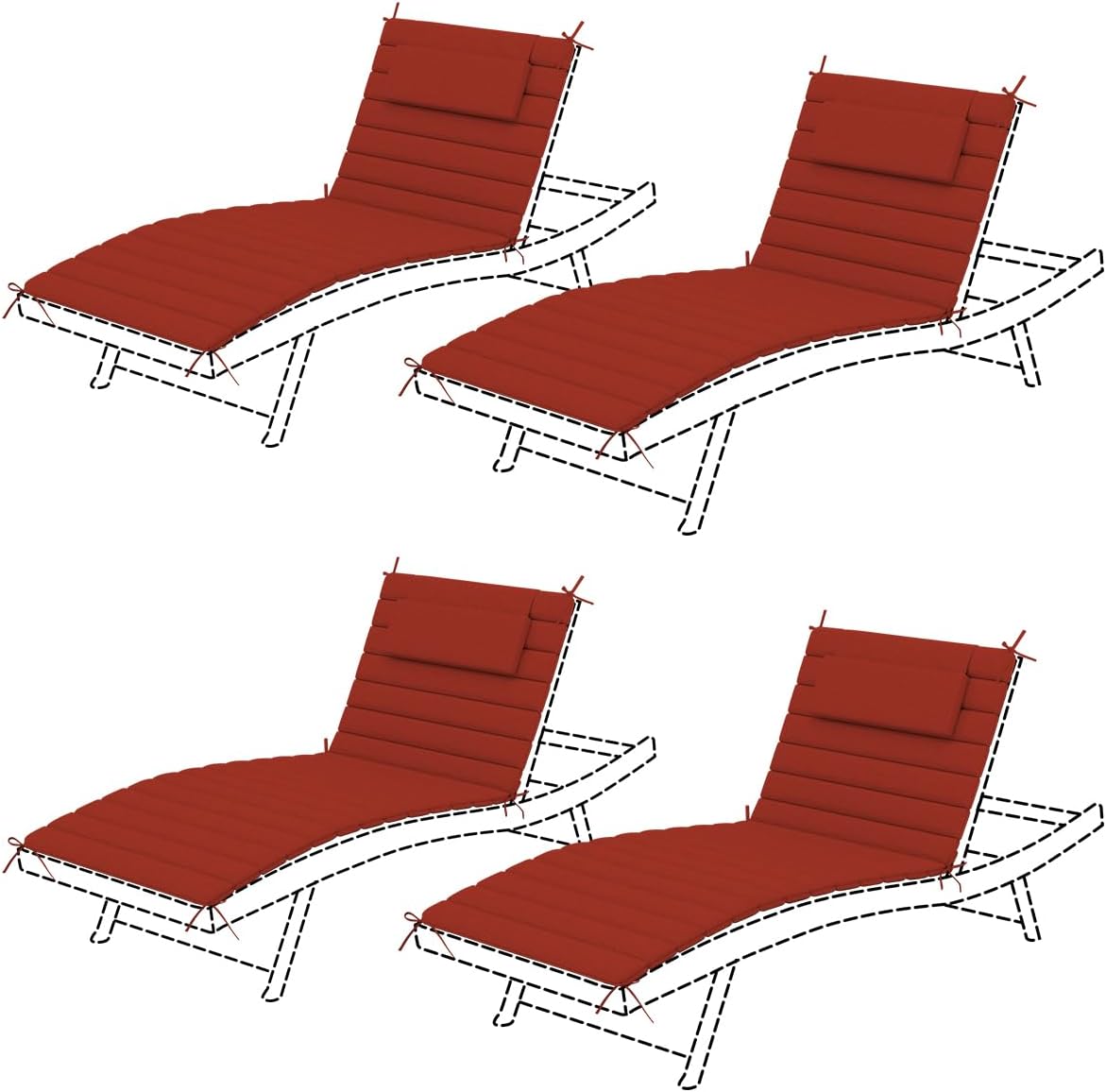Sundale Outdoor Quilted Lounge Cushion Set for Patio Comfort