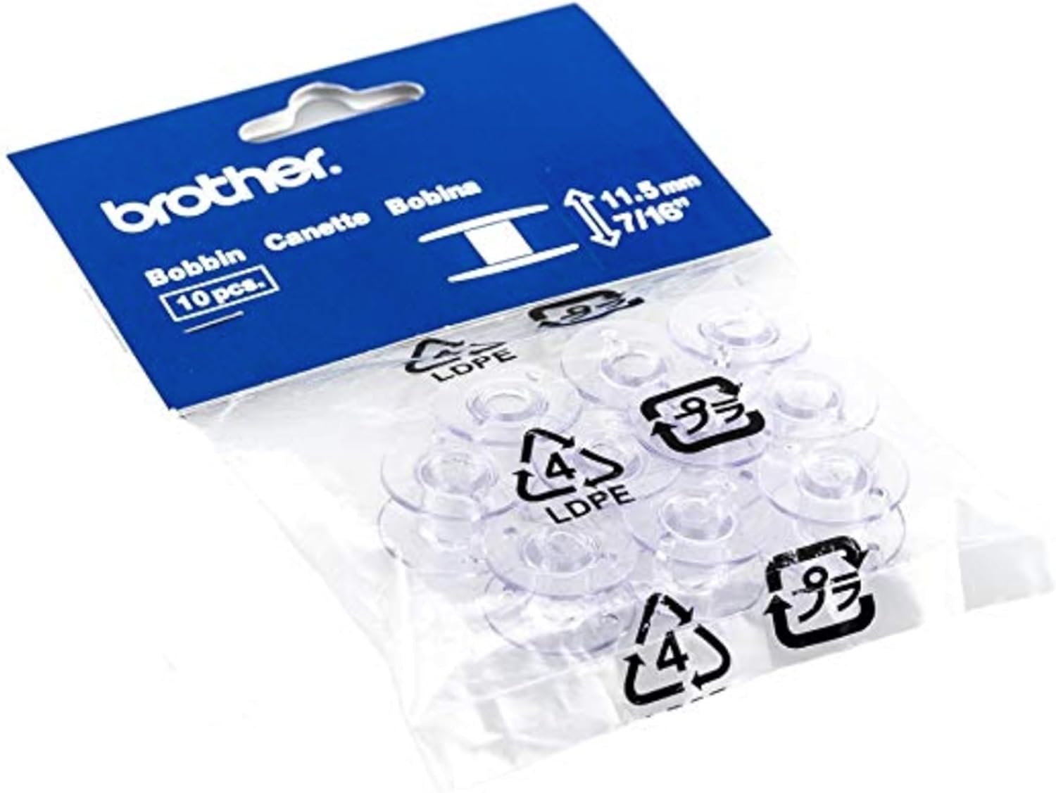 Brother Embroidery Bobbins 10-Pack - Clear, 11.5mm