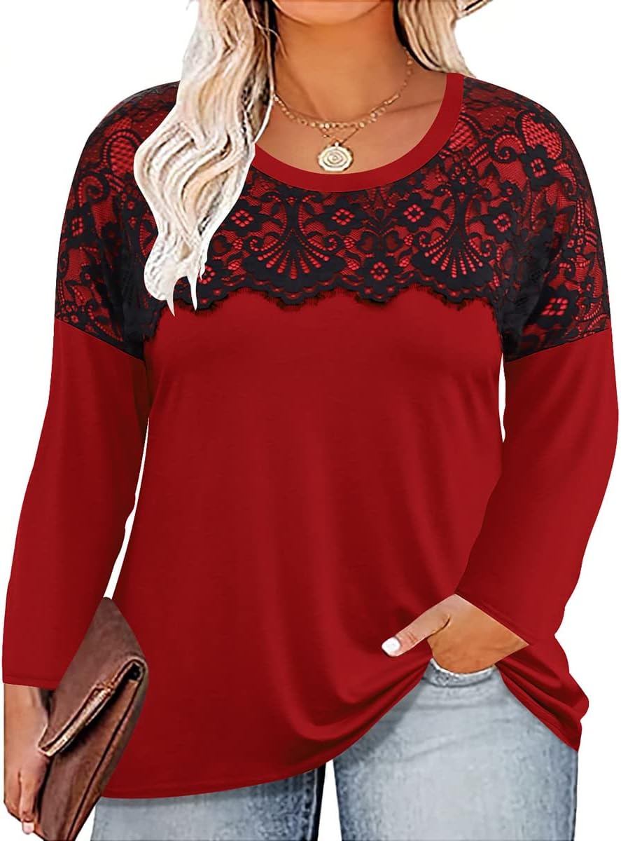 RITERA Plus Size Lace Fall Tops XL-5XL