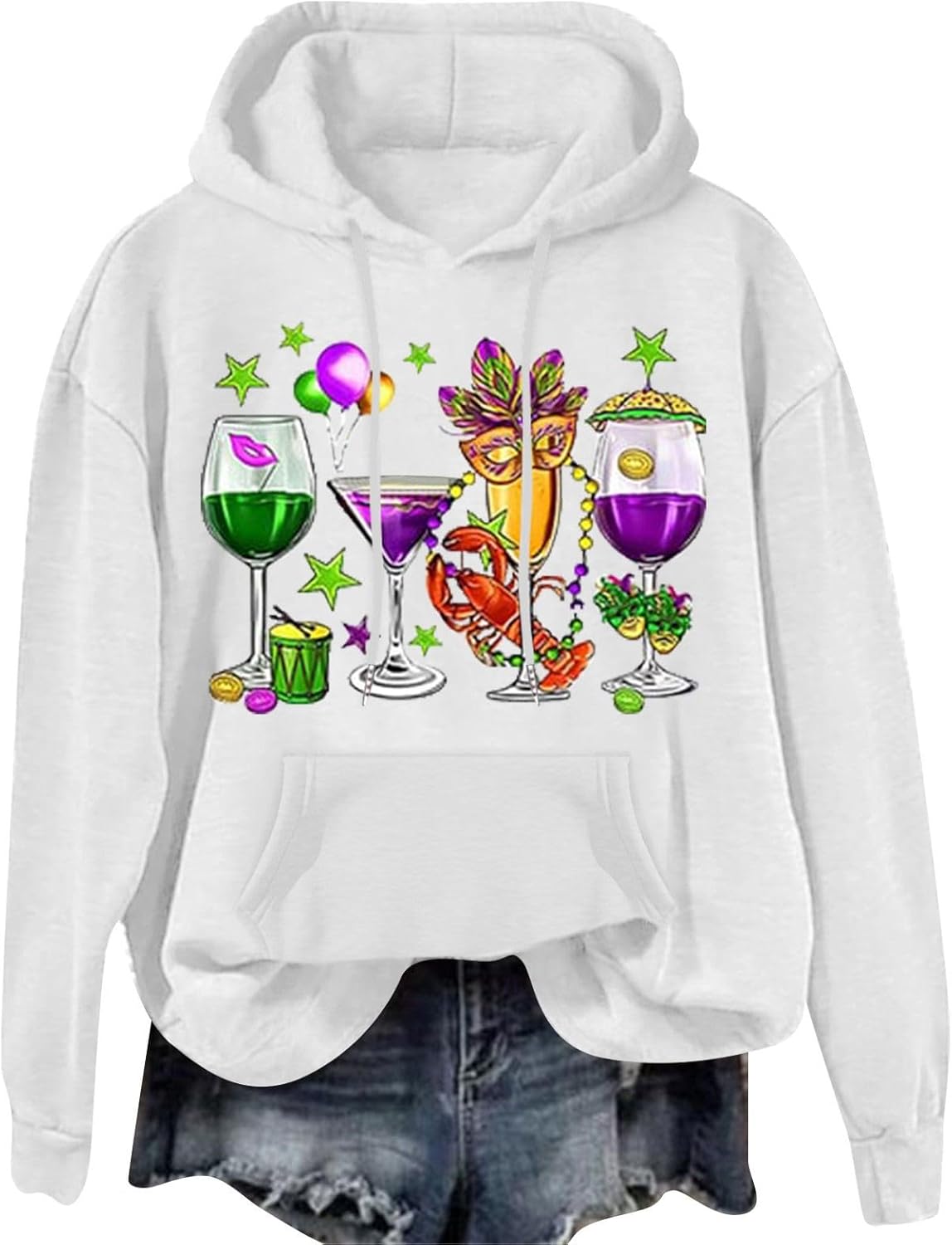 Mardi Gras Lightweight Hoodie - Fun Holiday Style!
